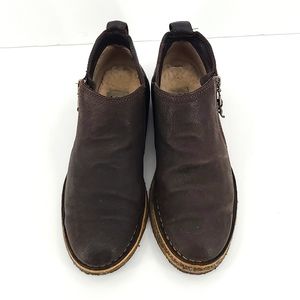 Ugg 6 brown tan gold side zip ankle boots cute fall winter cozy fuzzy inside